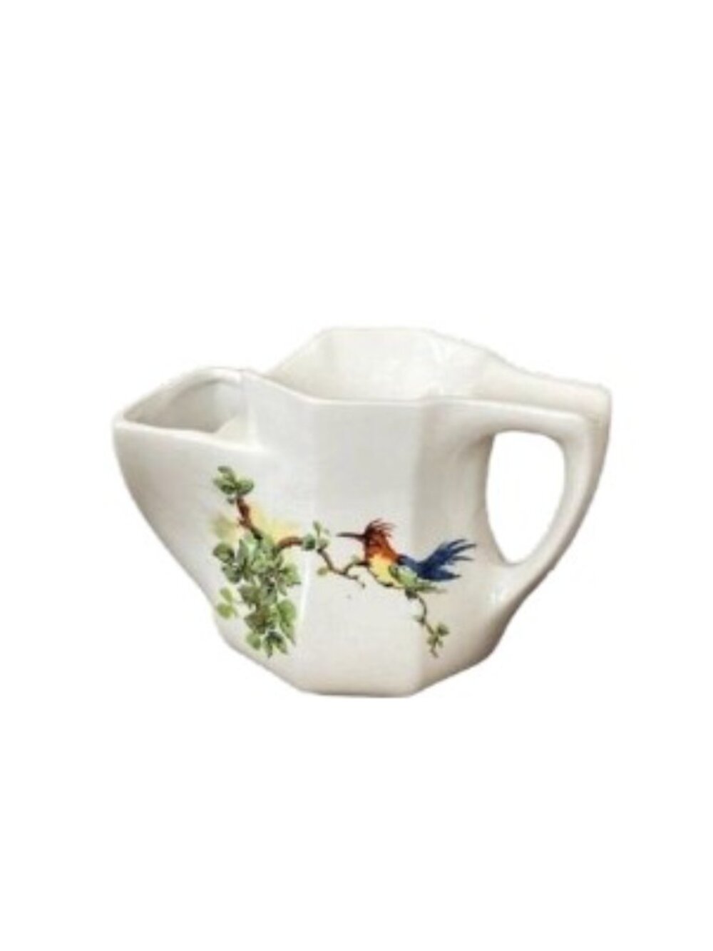 Ceramic Shaving Mug‎ with Tropical Bird on Tree Vintage Farmhouse Cottagecore